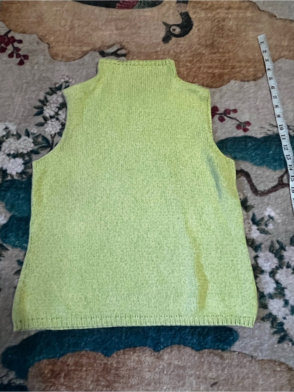 Talbots Lime Green Sleeveless Cowl Turtleneck Sweater Shell